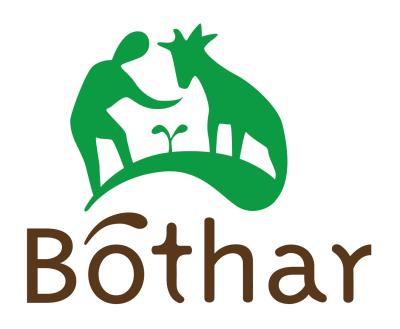 Representation of Bóthar logo person with animal planting seedling 