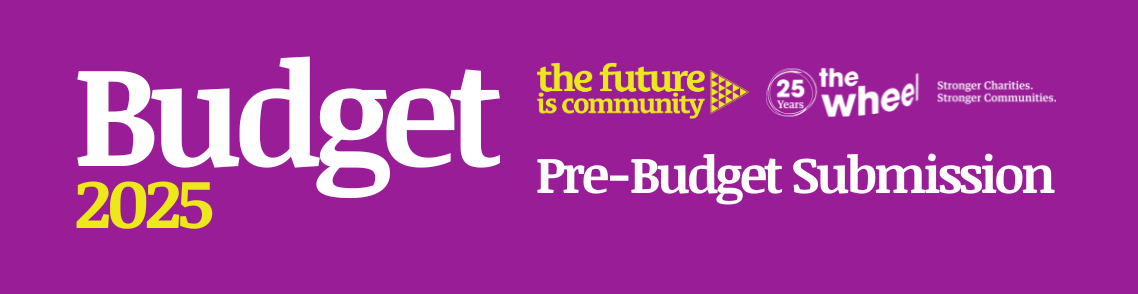 Banner advertising The Wheel's Budget 2025 Pre Budget Submission, under the campaign title, The Future is Community
