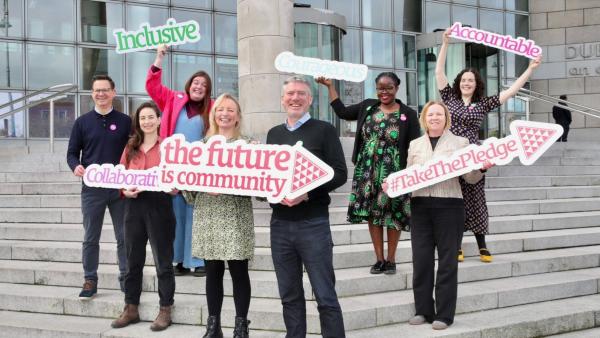 Group Photo on the steps of Dublin City Council offices at the Launch of the 2024 Local Election Campaign